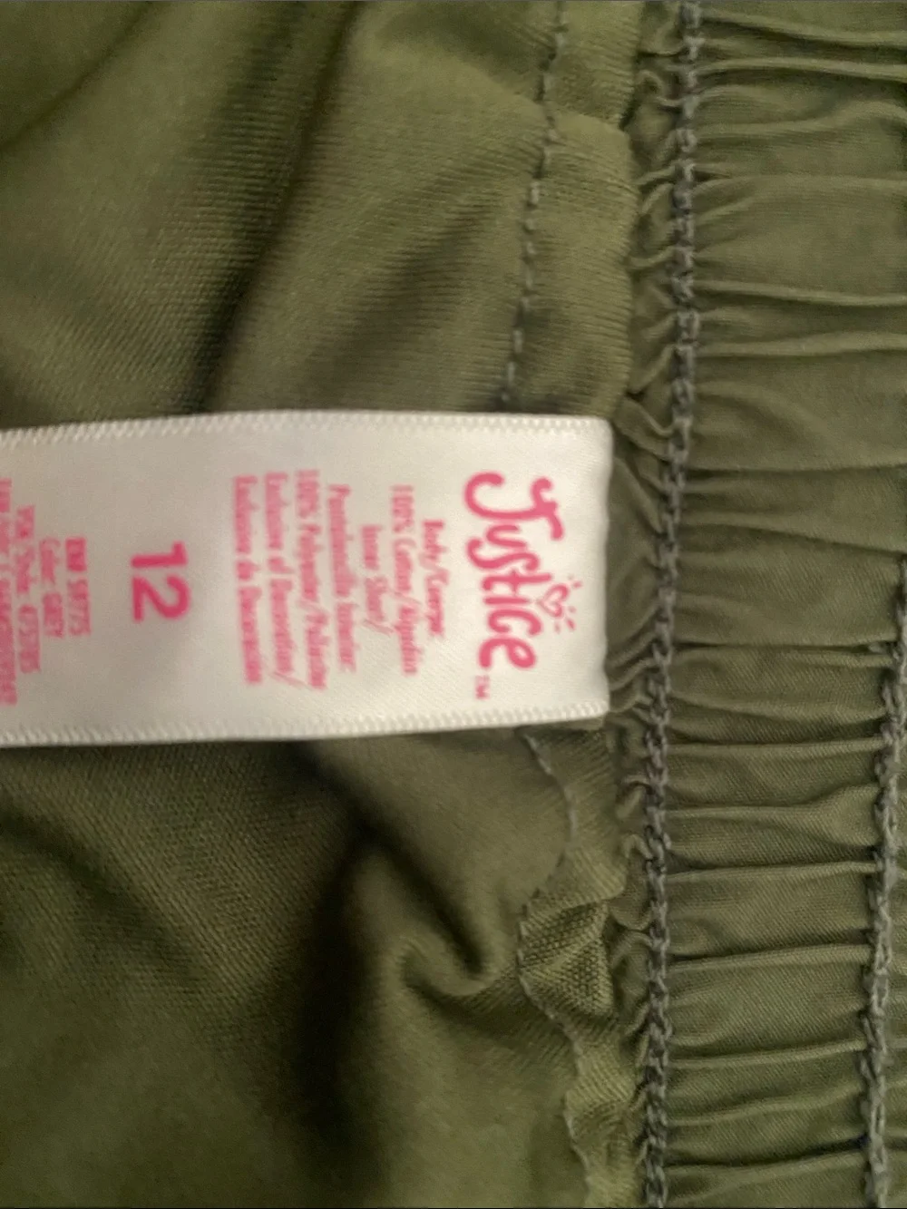Justice Olive Green Cargo Shorts with D-Ring Accents
